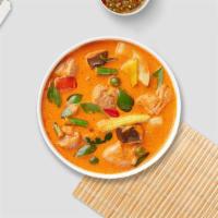 Panang Curry · Gluten-free. Mild. A popular curry with snow pea, dice carrots and red bell peppers.