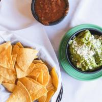 Guacamole · Sprinkled with Cotija cheese served with chips and salsa.