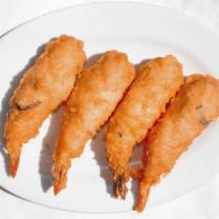 Phoenix Tail Prawn (4 Pc) · Whole plump shrimp, with a shrimp mousse croquette encasing, lightly battered and deep-fried...