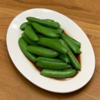 Snap Peas · Vegetarian. Served chilled with chili soy sauce.