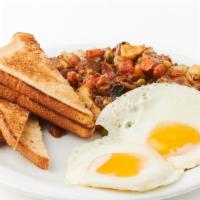 Homemade Corned Beef Hash · our homemade corned beef along with onions and bell peppers tossed with our home fries and s...
