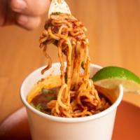 Ramen · 16 oz cup of Halal Beef Birria and ramen noodles in a savory broth with onions, cilantro sal...