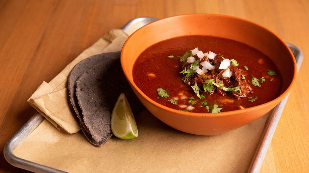 Traditional Birria bowl · Halal Beef Birria served in its own savory broth with onions, cilantro, tortillas salsa on the side.