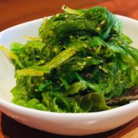 Wakame · Green seaweed with sesame dressing.