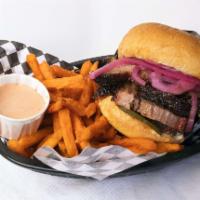 Beef Brisket Sandwich · Creekstone Natural 100% Black Angus Beef. 1/3 lb. smoked beef brisket, smoked low and slow f...