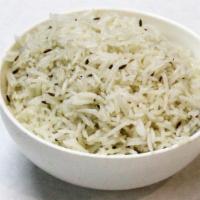 Jeera Rice · Gluten free. Basmati rice, cumin, butter.