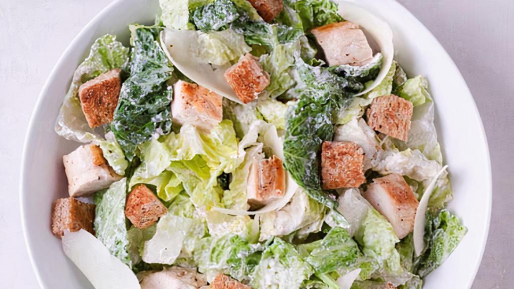 Caesar Salad · Romaine lettuce, croutons, parmesan cheese, Caesar dressing. Add lemon chicken for an additional charge.