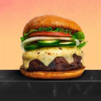 Jalapeno Business Burger · Spice it up with our juicy American beef patty cooked medium and served on griddled brioche ...