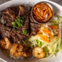 43. Grilled Beef and Grilled Shrimp Bowl · Bun bo va tom nuong.