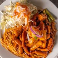 54. Pad Thai Noodle · Favorite. Rice noodle with cabbage, egg, carrot, chicken, shrimp and tofu in sweet and sour ...