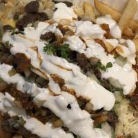 Meaty Fries · Most popular. Two kinds of cheese Jack cheese and nacho cheese, your choice of meat, onions,...