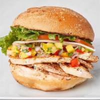 Cajun Chicken · Blackened chicken breast, Swiss cheese, leaf lettuce, tomato, and chipotle mayo, topped with...