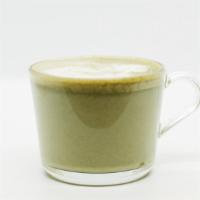 Vanilla Matcha Latte · Organic matcha, vanilla, and steamed milk, lightly sweetened with coconut sugar