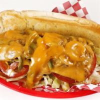 Big Fat Yat Po’boy · Andouille sausage, grilled onions and peppers, and remoulade american cheese.  Choice of col...