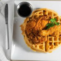 Chicken & Waffle · 2 Pieces of fried chicken, Waffle with cheddar cheese, green onions and bacon
