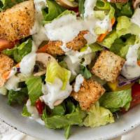 Garden Salad · salad greens, lettuce, cucumbers, cherry tomatoes and
croutons with choice of dressing