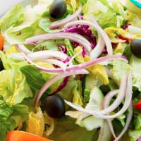 Tossed Salad · Crisp lettuce, tomatoes, red onions, red cabbage, pepperoncini, black olives, Mozzarella & C...