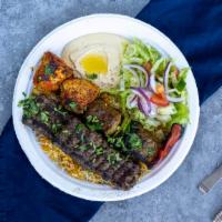 Chicken Shish Kabab Plate · Chicken breast marinated in lemon oregano and garlic then char broil.