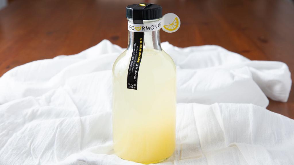 Gourmonade · 16 oz of lemon juice, cane sugar and water.