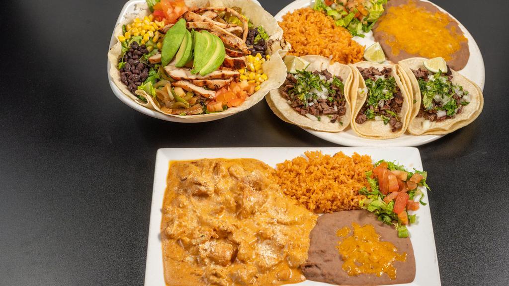 Tres Calaveras · Food & Drink · Poke · Salad · Soup · Mexican · Vegan · Burgers · Sandwiches