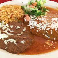 Chile Relleno · Golden fried poblano pepper stuffed with cheese. Served with rice and beans.
