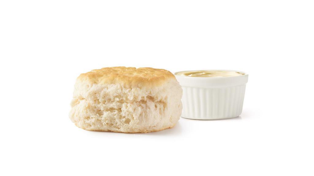 Honey Butter Biscuit · Fluffy buttermilk biscuit spread with maple honey butter. The kind of down-home breakfast that melts in your mouth and makes you reminisce about the farm, even if you’re from the city.