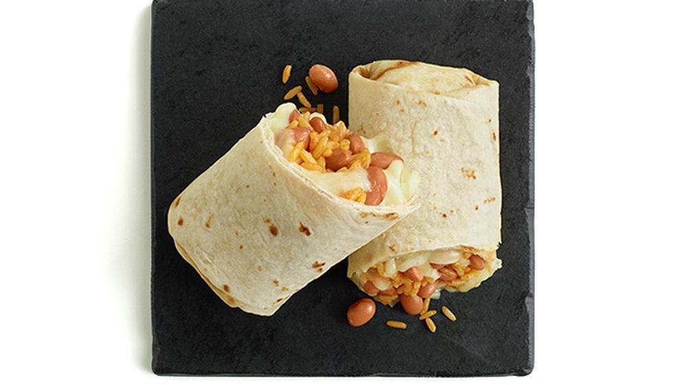 Brc Burrito · Flour tortilla filled with rice, pinto beans and shredded jack cheese.