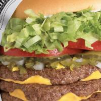 Xxxl Fatburger (1.5Lb) · The burger that made us famous. Triple the patties for 1.5 pounds of 100% pure lean beef, fr...
