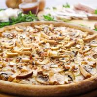 Bbq Chicken Pizza · Hickory smoke BBQ sauce base. Grilled seasoned chicken breast, pineapple, and red onions.