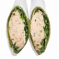Tuna Salad Wrap, 7 Oz. · Spinach lavash, green leaf lettuce, sliced cucumbers, tuna salad.