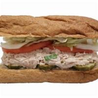Tuna Salad Sandwich · Tuna salad sandwich: whole wheat roll, tuna salad, mayonnaise, pickles, shredded iceberg let...