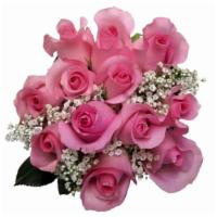 Dozen Rose Bouquet, Pink · If selected color is not available a substitution will be made with available colors.