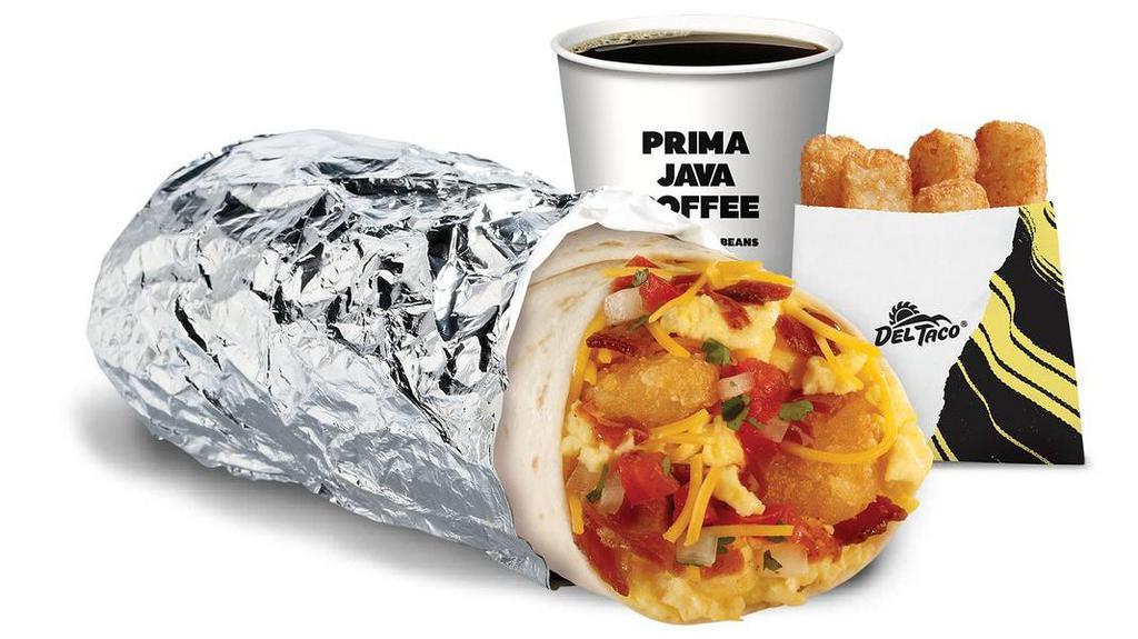 #16) Epic Scrambler Burrito Meal · Epic Scrambler Burrito with choice of crispy bacon or freshly grilled carne asada, plus 5 Pc. Hashbrown Sticks and choice of Hot Coffee, Regular Iced Coffee, Milk or Small Fountain Drink.