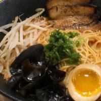 Tonkotsu Ramen · (Pork Broth) Chashu (BBQ Pork), Egg, Green Onion, Bean Sprout, Wood-Ear Mushroom