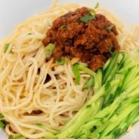 Zha Jiang Noodles · Kurubuta pork, soy bean sauce, cucumber, cilantro.