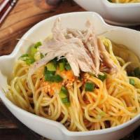 Cold Noodles With Shredded Chicken · Spicy. Chicken white meat, sesame sauce, cucumber, chili oil, cilantro.