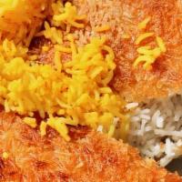 Tahdig · Most popular. Crispy rice served with plain and choose a topping.