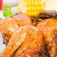 Cornish Hen · A whole Cornish hen chopped and marinated and then charbroiled over an open fire. Entrées se...