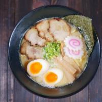 Naruto Ramen · Creamy Miso Pork Bone Broth, Chashu, Ajitama, Menma, Green Onions, Fish cake, Nori