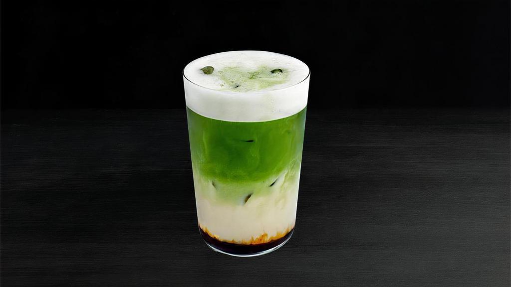 Iced Brown Sugar Matcha Oat Latte · Our Organic Ceremonial Matcha Green Tea is prized for its distinctive flavor and creamy texture. Here, it’s layered over our Brown Sugar syrup and luscious oat milk, all over ice.