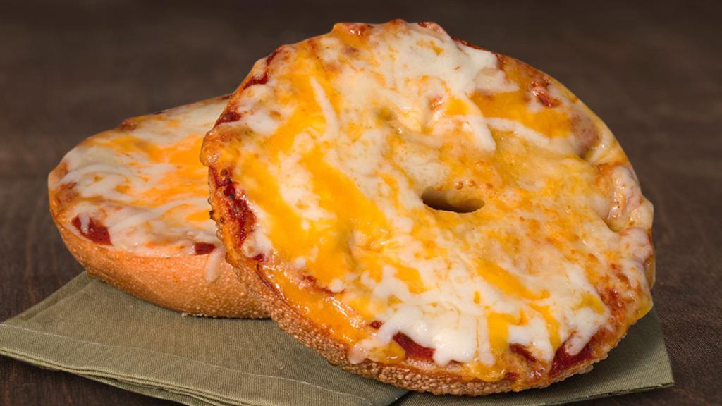 Pizza Bagel (Cheese) · Choice of bagel with pizza sauce and topped with melted asiago, parmesan, romano, mozzarella, provolone and cheddar cheese, With or without pepperoni.