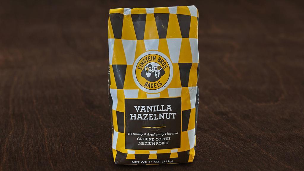 Vanilla Hazelnut Retail Coffee · An 11oz bag of freshly-ground Vanilla Hazelnut Coffee, ready to brew at home. This medium roast has a perfect balance of sweet vanilla and warmed hazelnuts.