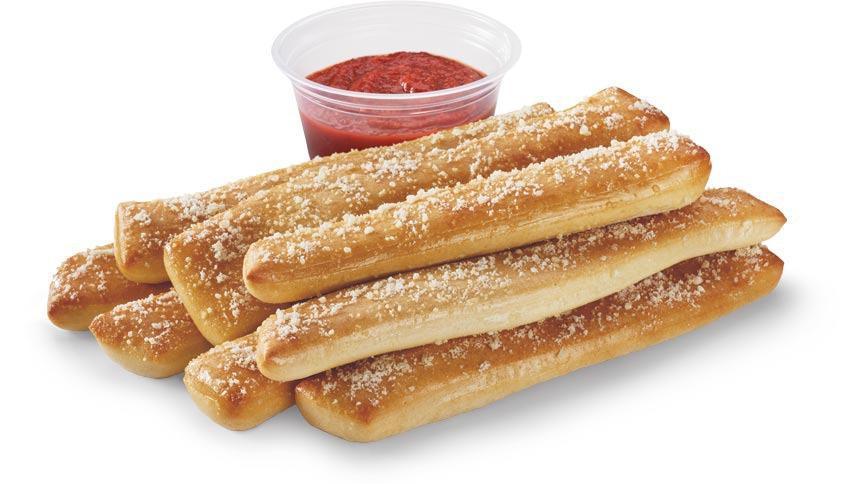 Crazy Combo® [Crazy Bread® & Crazy Sauce®] · Eight bread sticks with flavors of butter and garlic, then sprinkled with parmesan cheese and served with Crazy Sauce® (840 Cal)