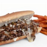 Philly Steak Sandwich · Certified angus beef, grilled onions, green bell pepper, mozzarella, jalapeno, and buttermil...