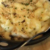 Mac & Cheese · Mac, roasted cauliflower, blue cheese, white cheddar, Parmesan, bread crumbs, and chives.