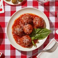 Meatballs · Four beef and pork meatballs served in a rich marinara sauce.