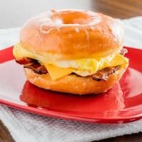 California Breakfast Sandwich · California breakfast sandwich: your choice of donuts - round glaze or round crumb two slices...