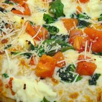 White Sox (Small 4 Slices) · Olive oil, fresh garlic, ricotta, and Parmesan cheese, spinach, tomatoes.