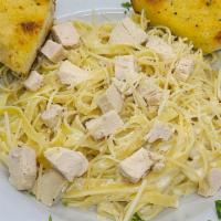 Chicken Fettuccine Alfredo · We add chicken to our signature alfredo sauce with fettuccine noodles topped with Parmesan c...