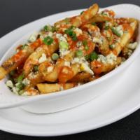 Blue Buffalo Taters · Blue cheese crumbles, green onion, Frank's Red Hot Sauce. Choice of beer cheese sauce or mel...